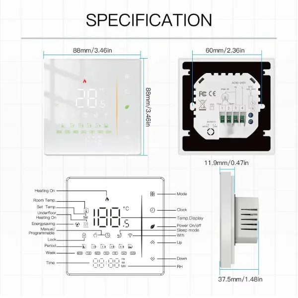 AuraTemp Smart Thermostat UK44
